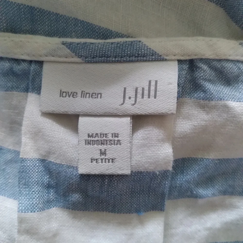 J Jill Love Linen Blue & White Striped Sleeveless dress, size Medium Petite - Picture 3 of 8